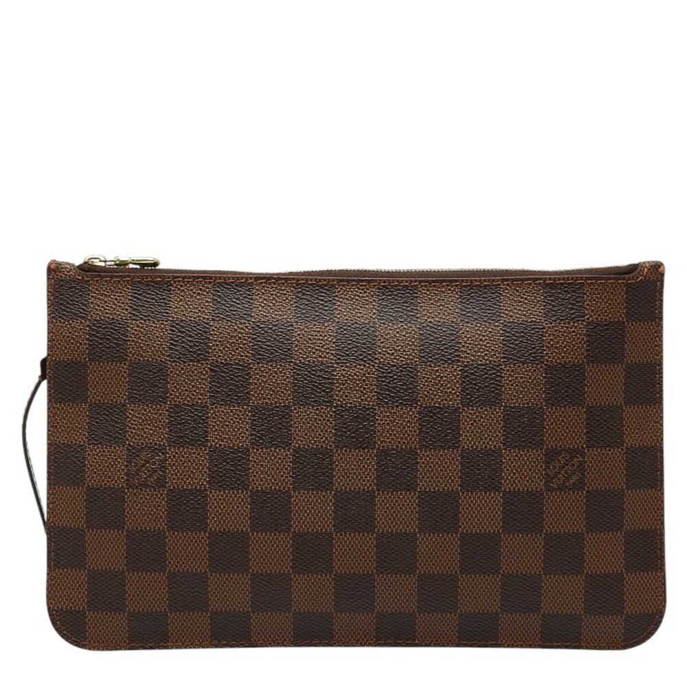 LOUIS VUITTON Authentic Brown Damier Leather Neverfull MM Pouch